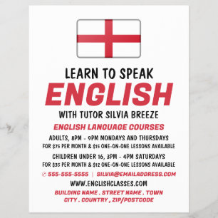 England Flagga, Engelsk språkutbildning Reklam Reklamblad