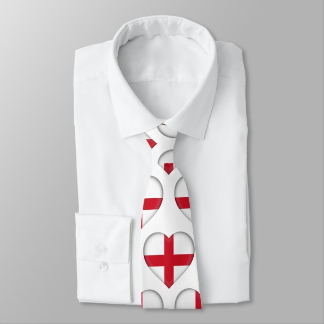 England Flagga Färg Heart Mönster Neck Tie Slips (Bunden)