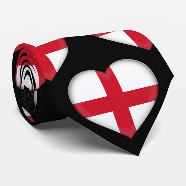 England Flagga Färg Heart Mönster Neck Tie Slips (Rullad)