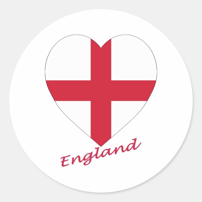 England Flagga Heart Runt Klistermärke (Framsida)