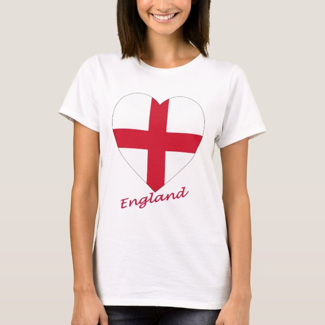 England Flagga Heart T Shirt (Framsida)