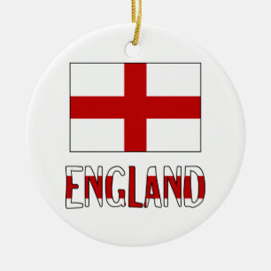 England Flagga & Namn Julgransprydnad Keramik