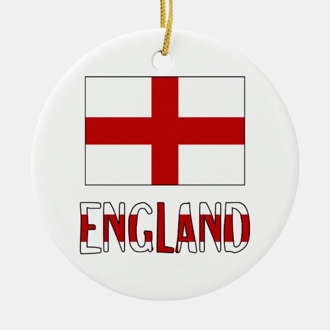 England Flagga & Namn Julgransprydnad Keramik (Framsidan)