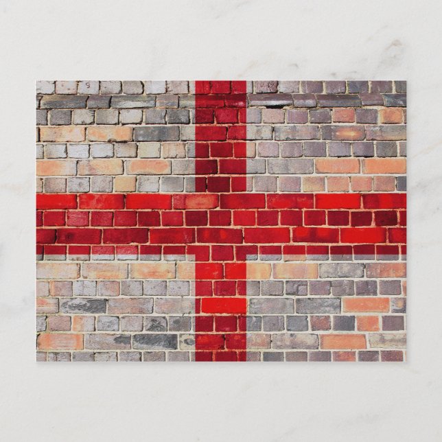 England flagga på en tegelvägg vykort (Framsida)