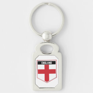 England Flagga Shield Rektangulärt Silverfärgad Nyckelring
