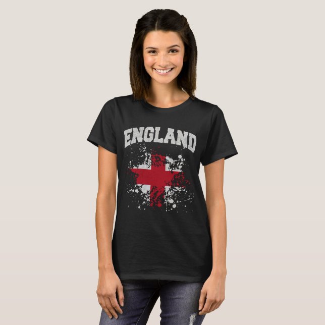 England Flagga Splatter T Shirt (Hel framsida)