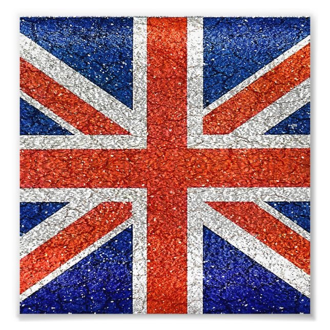England Flagga Vivid Grunge Stil Fototryck (Framsidan)