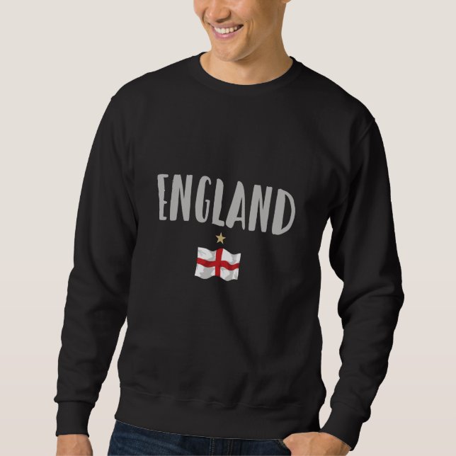 England Football Fläkt Shirt English Flagga Lång Ärmad Tröja (Framsida)