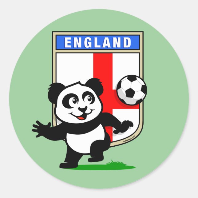 England Football Panda Runt Klistermärke (Framsida)