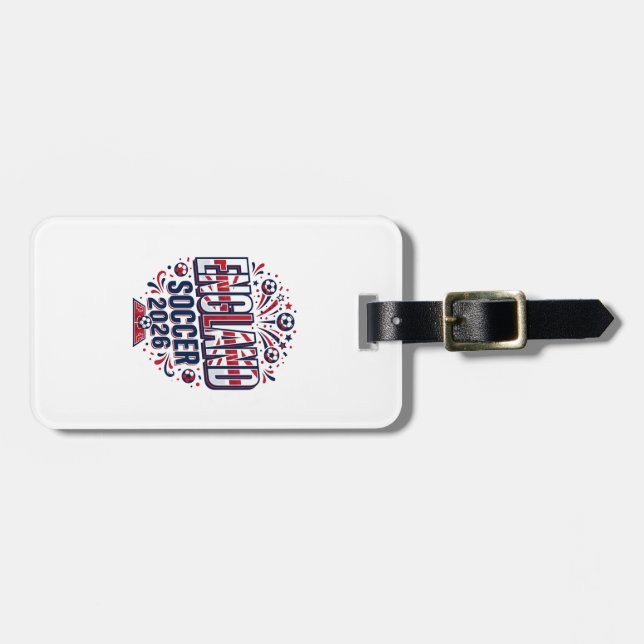 England Fotboll 2026 Fotboll Fet Land Typografi Bagagebricka (Horisontell Framsida)
