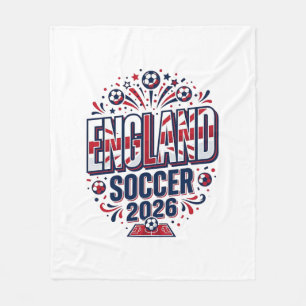 England Fotboll 2026 Fotboll Fet Land Typografi Fleecefilt