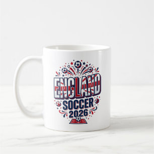England Fotboll 2026 Fotboll Fet Land Typografi Kaffemugg