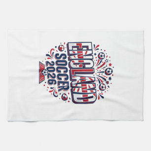 England Fotboll 2026 Fotboll Fet Land Typografi Kökshandduk