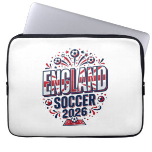 England Fotboll 2026 Fotboll Fet Land Typografi Laptop Fodral