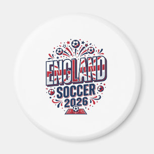England Fotboll 2026 Fotboll Fet Land Typografi Magnet