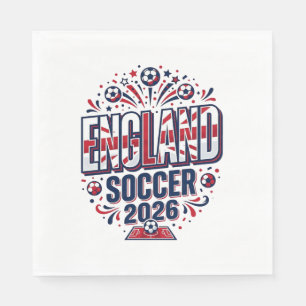 England Fotboll 2026 Fotboll Fet Land Typografi Pappersservett