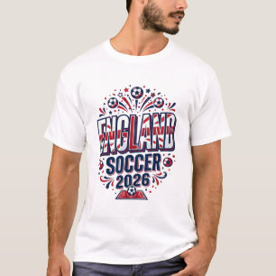 England Fotboll 2026 Fotboll Fet Land Typografi T Shirt