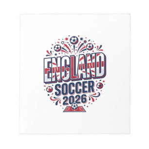 England Fotboll 2026 Fotboll Fet Stil Land Typogra Anteckningsblock