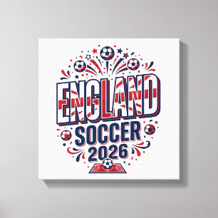 England Fotboll 2026 Fotboll Fetstil Land Typograf Canvastryck