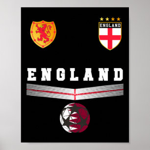 England Fotboll Fans Jersey Engelsk Flagga Fotboll Poster