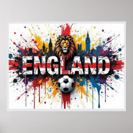 England Fotboll Stadsscen Öljemålning Stil Konst Poster