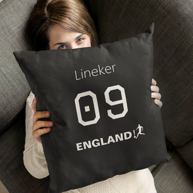 England Fotboll Svart Vit Anpassat Namn Nummer Kudde (Skapare uppladdad)