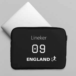 England Fotboll Svart Vitt Anpassat Namn Nummer Laptop Fodral