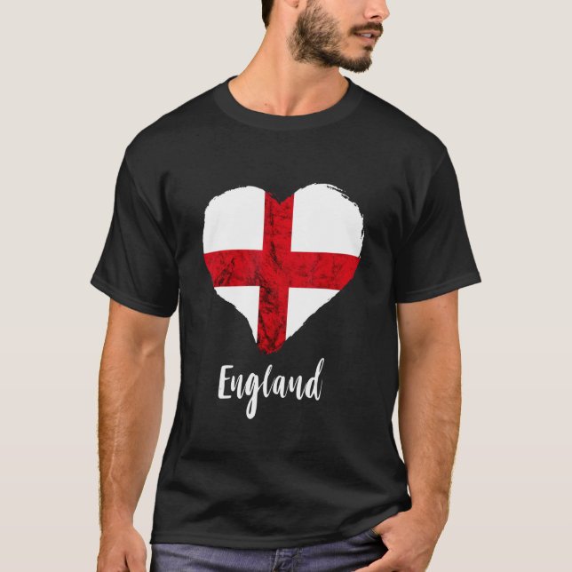 England Heart St George's Cross England Flag Engli T Shirt (Framsida)
