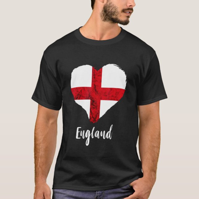 England Heart St George's Kor England Flagga Engli T Shirt (Framsida)