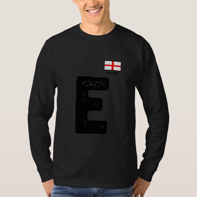 England Human-Flagga Brev E Group Matching England T Shirt (Framsida)