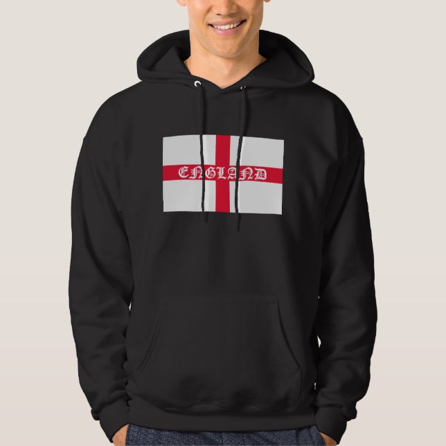 England i vittext på flagga hoodie (Framsida)