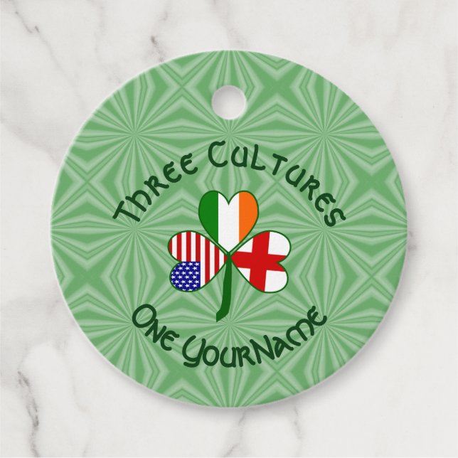 England Ireland USA Shamrock Flagga Personlig Gåvor Etiketter (Framsida)