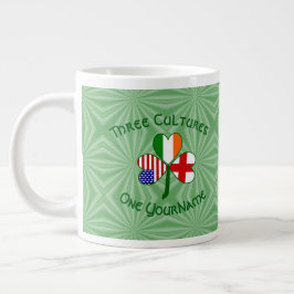 England Ireland USA Shamrock Flagga Personlig Jumbo Mugg