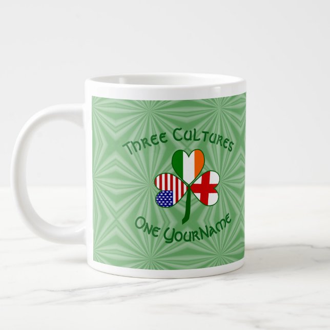 England Ireland USA Shamrock Flagga Personlig Jumbo Mugg (Vänster)