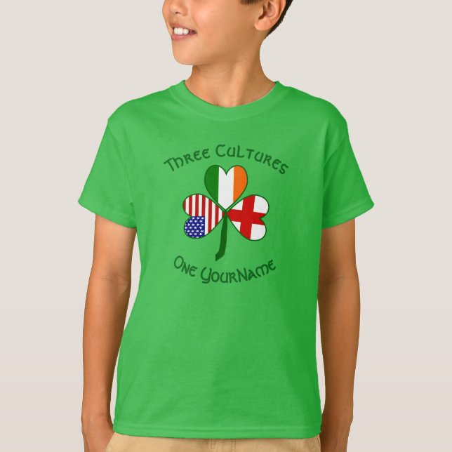 England Ireland USA Shamrock Flagga Personlig T Shirt (Framsida)