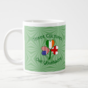 England Irland USA Shamrock Flag Personlig Jumbo Mugg