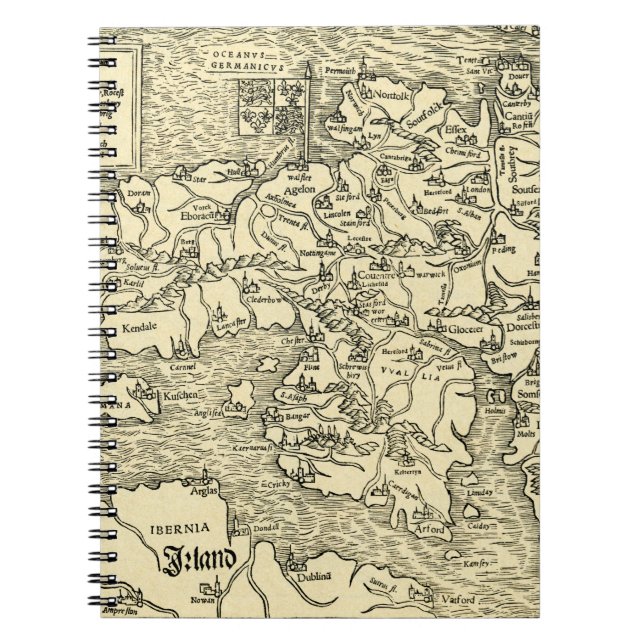 England karta i Ptolemy 's Geographia Universalis Anteckningsbok (Framsidan)