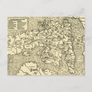 England Karta i Ptolemy's Geographia Universalis Vykort