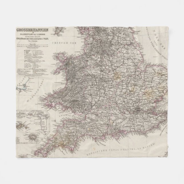 England kartbokkarta fleecefilt (Framsidan (Horisontell))