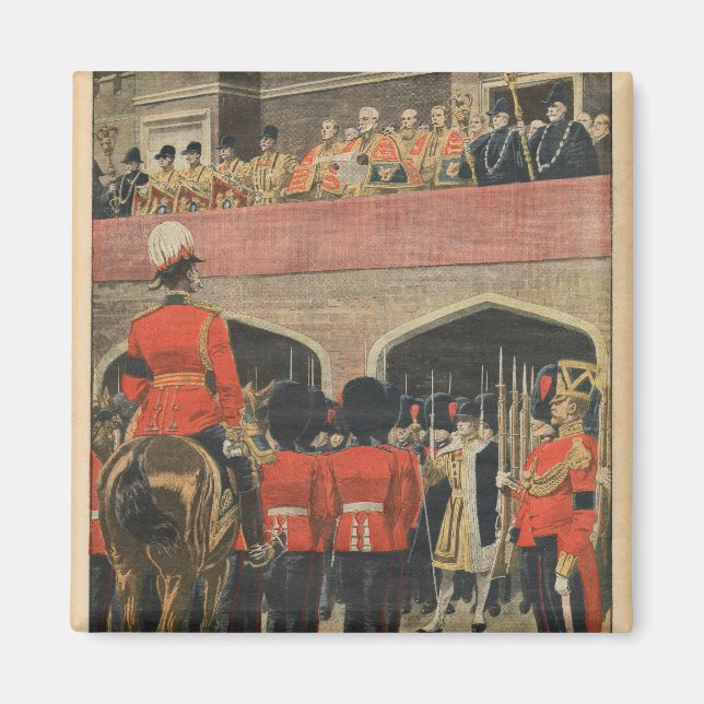 England, kungörelse av den nya Kung George V Magnet (Framsidan)