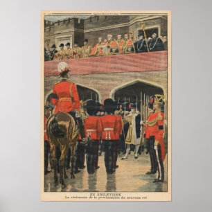England kungörelse av den nya kungen George V Poster