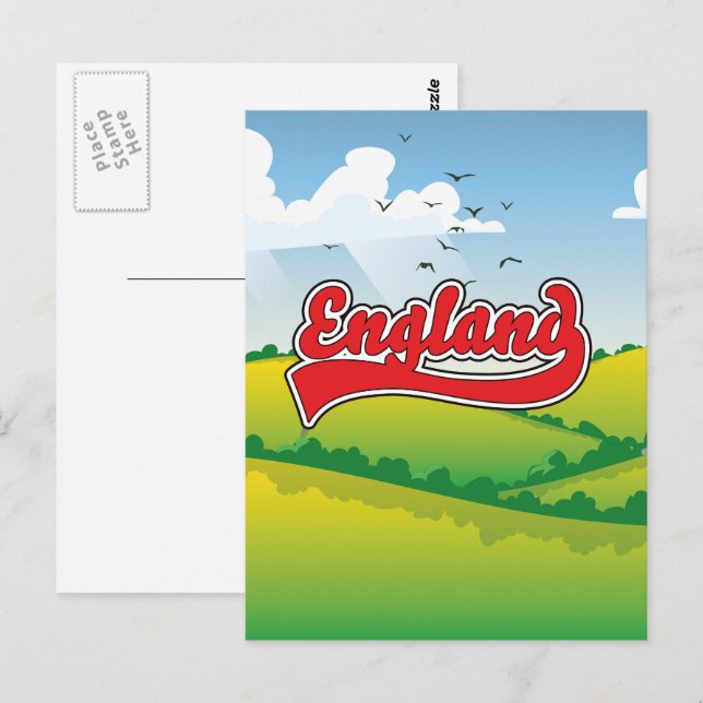 England landsbygd reseinformation affisch vykort (Fram/baksida)