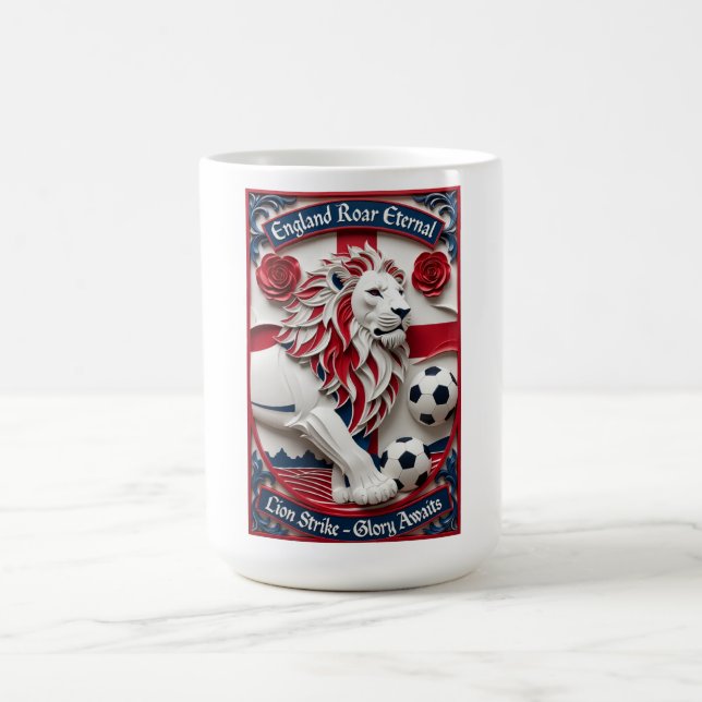 England Lion Strike Soccer, Football Pride Gift Kaffemugg (Center)