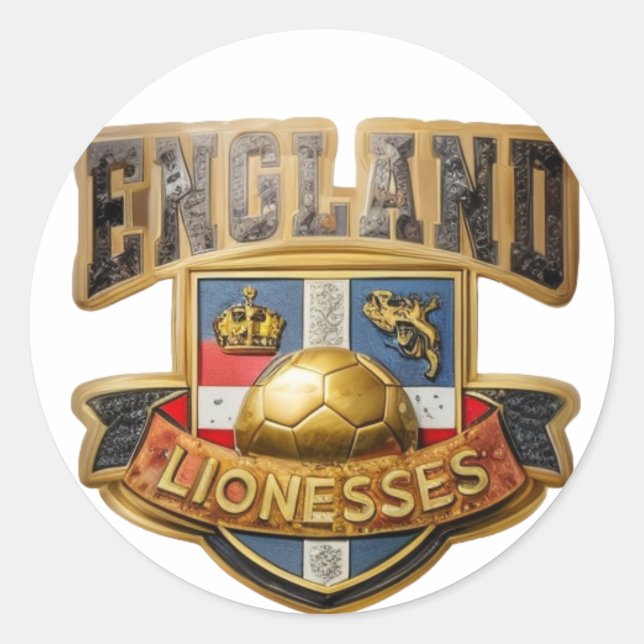 England Lionesses Färg Sticker Runt Klistermärke (Framsida)