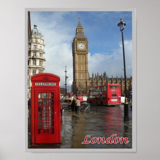 England - London - Big Ben - dubbla-decke - Poster (Framsidan)