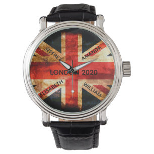 England London Union Jack flagga rustic Armbandsur