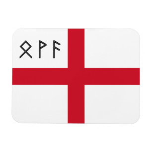England Magnet - Flagga med AngloSaxon Runes