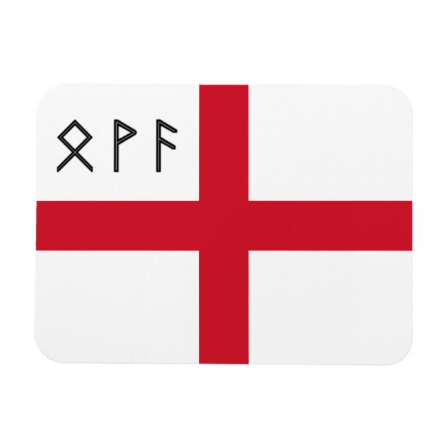 England Magnet - Flagga med AngloSaxon Runes (Horisontell)