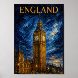 England: Majestic Twilight Big Ben Art Souvenir Poster