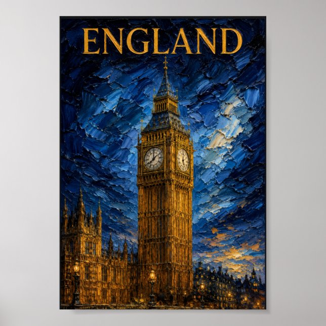 England: Majestic Twilight Big Ben Art Souvenir Poster (Framsidan)
